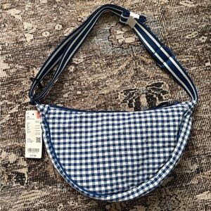 Gingham blue Uniqlo crescent bag